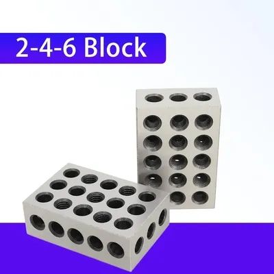 Immagine prodotto di Blocchi di precisione 1-2-3 - Set di 2 blocchi di serraggio in acciaio temprato - Precisione di accoppiamento 0,000254 cm - 23 fori - 2,54×5,08×7,62 cm