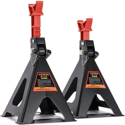 Produktbild von 2X Unterstellböcke 6T, 385-600 mm Stützböcke Set mit Sicherung Wagenheber Wagenbock Werkstattstände Profi Reifenwechsel Abstellbock Auto Heber PKW