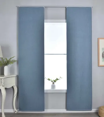 Produktbild von 2er Set Flächenvorhänge mit Paneelwagen HxB 245x60 cm Blau 100% Verdunkelung Blackout »München Dark« Paneelwagen Dreischichtige Bindung 202410P-2