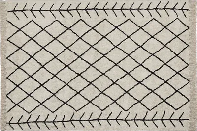 Zdjęcie produktu dla BELIANI Dywan beżowy z czarnym bawełniany 160 x 230 cm prostokątny wzór geometryczny styl boho do salonu sypialni