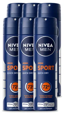 Productafbeelding van 6 x NIVEA MEN Sport Antitranspirant Deodorant Spray 150 ml - Voordeelverpakking - 6 stuks