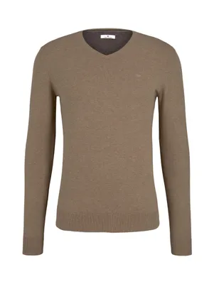 Produktbild von Tom Tailor Basic V-Neck Herren Pullover, Größe:XL, Farbe:Active Tobacco Melange