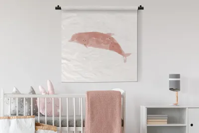 Produktbild von MuchoWow® Wandteppich Wandbehang Delfin - Meer - Aquarell 90x90 cm Tapisserie Dekoration Wandtuch - Wandaufhänger