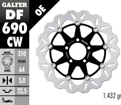 Obrázok produktu pre Brzdový kotúč Galfer 2x DF690CW WAVE® plávajúci predný 310x5mm pre Suzuki GSX-R W P.R RF K.L.M.N 750 - 1100 ccm rok 1988 - 1997