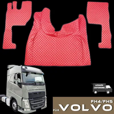 Produktbild von LKW Fußmatten passend für Volvo FH4 FH5 Truck Zubehör Lederboden Interieur Rote