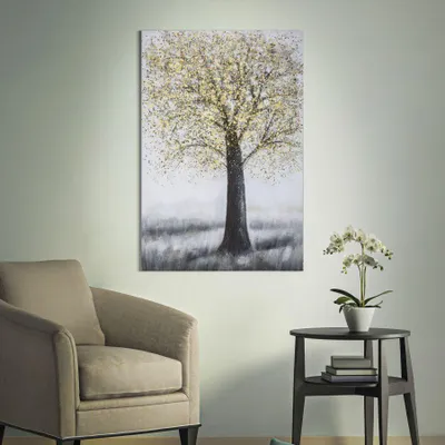 Image de FURNLUX Art mural Arbre gris 80cm / Couleur principale : Gris / Dimensions : 80 x 120 x 4 cm