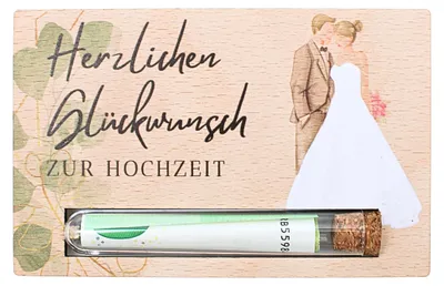 Produktbild von Hochzeitsgeschenkkarte aus Holz – Bargeldgeschenk für das Brautpaar