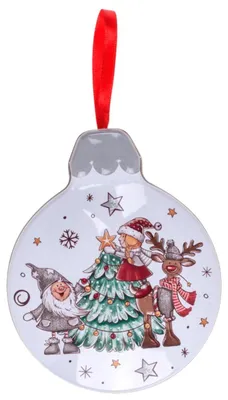 Produktbild von Blechdose mit Weihnachtsmotiv Christbaumkugel ca. 14 x 12 cm Keksdose