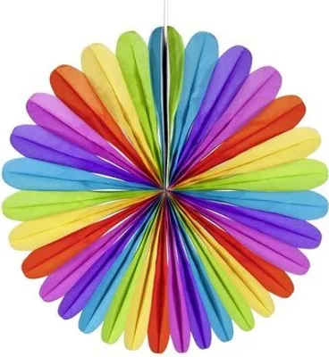 Produktbild von 12x Rosette "Farbenspiel" aus Papier schwer entflammbar Ø48cm