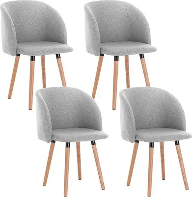 Productafbeelding van Famanu Essstoel set van 4 - Lichtgrijs, ergonomisch, met armleuningen