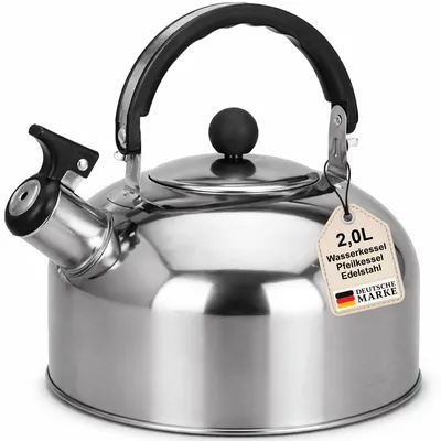 Produktbild von Flötenkessel Pfeifkessel Camping Wasserkocher Wasserkessel Tee Edelstahl 2 Liter
