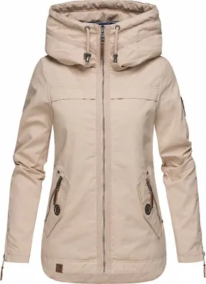 Produktbild von Navahoo Damen Jacke Frühling Herbst Übergangsjacke Print Parka Mantel Kapuze Wekoo Beige Gr: 36 - S