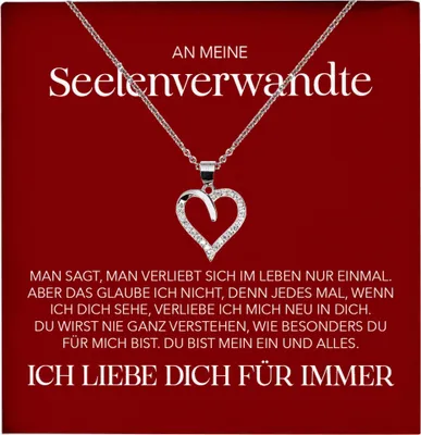 Produktbild von 22Feels Seelenverwandte Ich Liebe Dich Frauen Geschenk Ehefrau Freundin Herz Halskette Valentinstag Hochzeitstag Jahrestag (Damen Silber 925/000 Schmuck)