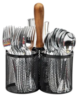 Besteckhalter, Metallgitter, 7,5" x 7,5" x 9,75", schwarz