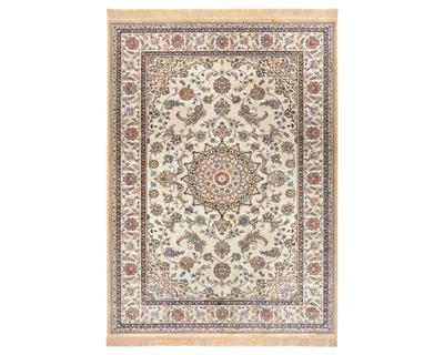 Zdjęcie produktu dla Dywan do salonu 95x140cm, orientalny wzór kremowo beżowy z frędzlami