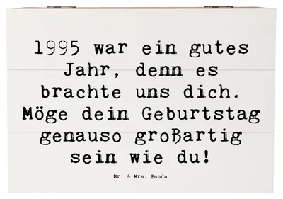 Produktbild von Mr. & Mrs. Panda Box Spruch 1995 Geburtstag 22 x 15 cm - Weiß - Geschenk, bedeutsames Jahr, geschenkkiste, fotobox, Schatulle, Zuneigung, Truhe, einzigartige Geschenke
