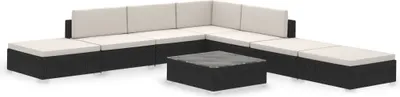 Immagine prodotto di vidaXL set salotto da giardino 8 pezzi con cuscini in poly rattan nero