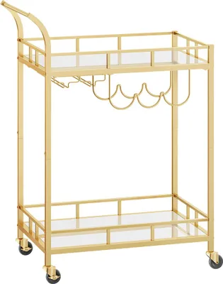 Produktbild von Servierwagen mit 2 verspiegelten Glasablagen in Gold