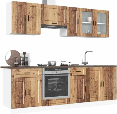 Produktbild von Hochwertig 8-tlg. Küchenschrank-Set Kalmar Altholz-Optik Holzwerkstoff 3314849