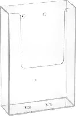 Produktbild von DIN Lang Wandprospekthalter im Hochformat aus Acrylglas / Wandmontage / Bohrlöcher / Zeigis®