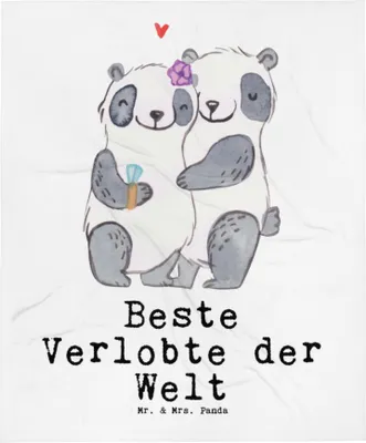 Produktbild von Mr. & Mrs. Panda Bettdecke Panda Beste Verlobte der Welt - Weiß - Geschenk, Geschenkidee, Frau, Sofadecke, Tagesdecke, Kuscheldecke, Ehefrau, Verloben, Freundin, Decke
