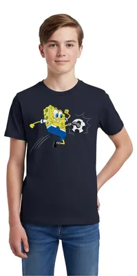 Produktbild von Spreadshirt Spongebob Schwammkopf Kickt Einen Fußball Teenager Premium T-Shirt, 158/164 (12 Jahre), Navy