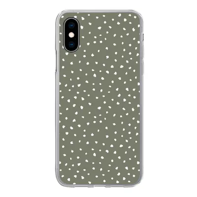 Produktbild von MuchoWow® Handyhülle Schutzhülle Hülle für iPhone X Polka dots - Grün - Weiß Silikon Softcase Handy Hülle - Handyhülle