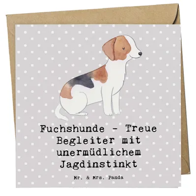 Produktbild von Mr. & Mrs. Panda Grußkarte Fuchshunde Treue - Grau Pastell - Geschenk, Hunderasse, faltkarte, Begleiter, Glückwunschkarte, Hunderassen Eigenschaften, Foxhound Erziehung