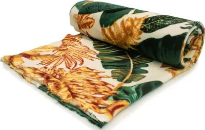 Image de Tissu polaire DTY imprimé (250 g), Monstera, sur fond blanc, 50 x 160 cm