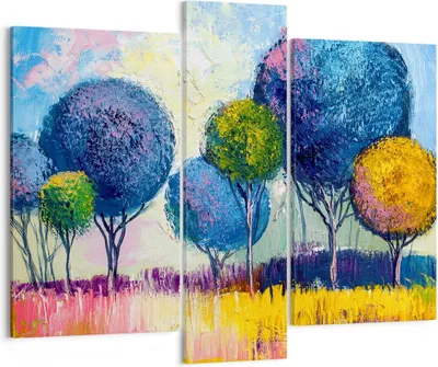 Produktbild von Bild auf Leinwand - Leinwandbild - Bäume Wiese Sommer - 95x80cm - Wand Bild - Wanddeko - Wandbilder - Leinwanddruck - Bilder - Kunstdruck - Wanddekoration - Leinwand bilder - Wandkunst - CB95x80-4056
