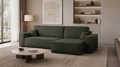 Produktbild von Kaiser Möbel Ecksofa mit schlaffunktion und bettkasten, Eckcouch Best XL stoff Verita Dunkelgrün Rechts
