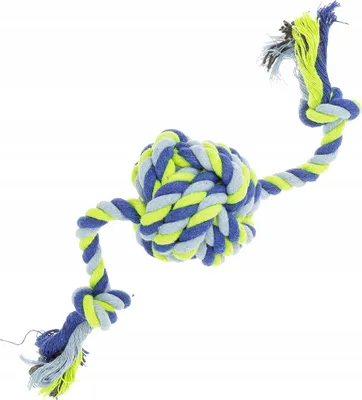 Produktbild von Hundespielzeug geflochtenes Seil mit Schleppball, hunde spielsachen welpen, zergel