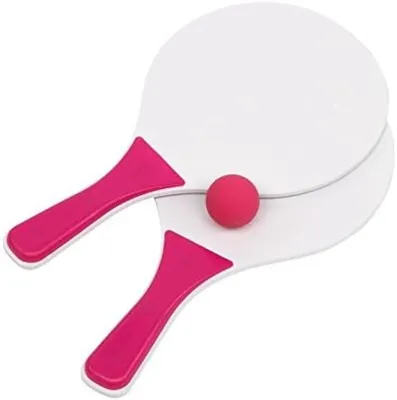 Produktbild von PolkaHome® Strandbalset mit Holzschlägern und Tragenetz, 33 x 18 x 5 cm, Rosa