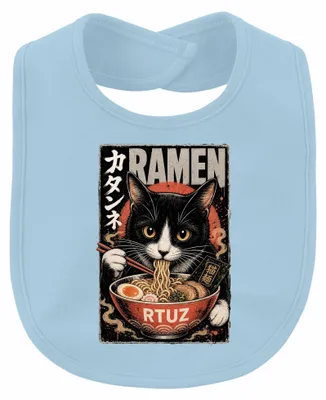 Productafbeelding van RAMEN Katze Neko Nudel Japan Kawaii Vintage Grappig Unisex Babylapje, Lichtblauw, One size