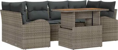 Image de vidaXL Ensemble de canapé de jardin avec coussins 7 pcs Gris