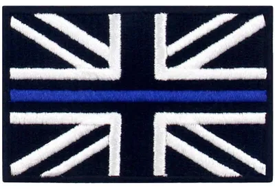 Gestickter Patch, Großbritannien-Flagge, blaue Linie, 7,5x5 cm, aufbügelbar