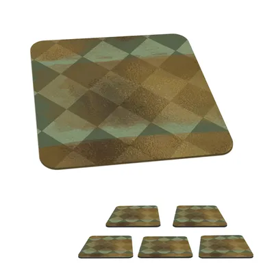 Obrázek produktu pro KitchenYeah® Skleněné podtácky Square Set of 6 Pattern - Square - Green 10x10 cm Coasters for Glasses - Drink Coasters - Table Top Protectors - Table Coasters for Cups Table Bar Glass