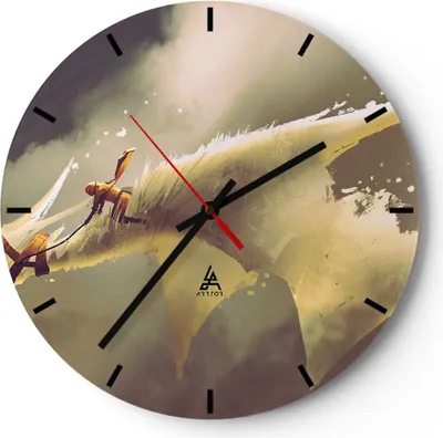 Produktbild von Wanduhr - Rund - Glasuhr - Kreatur Abstraktion - 40x40cm - Schleichendes Uhrwerk - Lautlos - zum Aufhängen bereit - Dekoration Modern - Wanddekoration aus Glas - C3AR40x40-3862