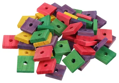Image de Omgoods - 50 pièces de jouets en bois pour perruches - Accessoires colorés et durables