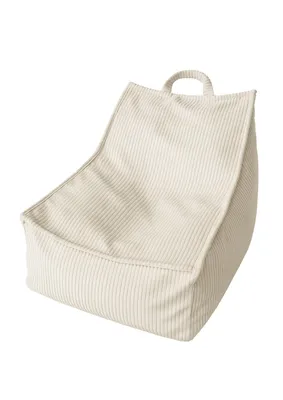 Image de Pouf pour enfant en velours côtelé beige - Fauteuil ergonomique pour enfant avec poignée de transport - Pouf et beanbag avec housse lavable