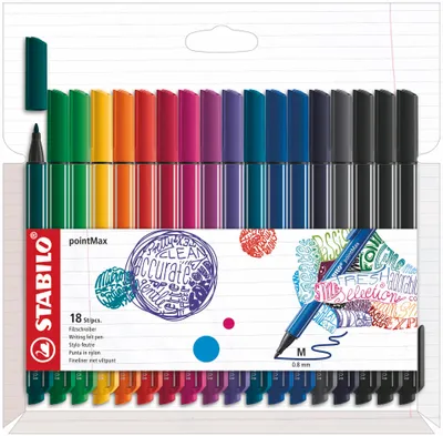 Obrázek produktu pro STABILO 488/18-01 STABILO pointMax pera s vlákm hrotem, krabička 18 kusů, barvy