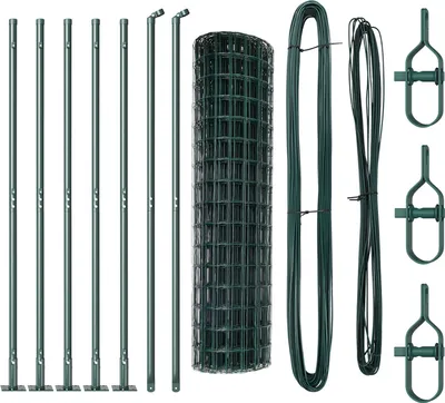 Produktbild von Möbel Euro Zaun mit 7 Flanschpfosten 1,2x10 m Verzinkter Stahl - Metallzäune 3350829