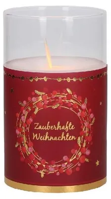 Produktbild von Windlicht LED mit beweglicher Flamme aus Glas und Echtwachs, 10,2x10,2 cm