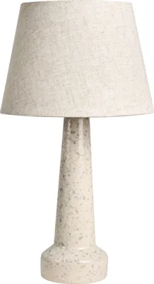 Zdjęcie produktu dla BELIANI Nowoczesna lampa stołowa jasnobeżowa porcelanowa podstawa z niebieskimi cętkami materiałowy lniany klosz salon sypialnia