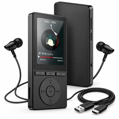 Produktbild von MP3 Player mit Bluetooth 5.0, 32GB Musikplayer mit 2,4 Zoll Farbdisplay, MP4 Player, HiFi-Sound, FM-Radio, Sprachaufnahme und Lautsprecher