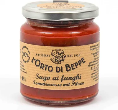 Immagine prodotto di Salsa di pomodoro con funghi 314 ml. - L'Orto di Beppe