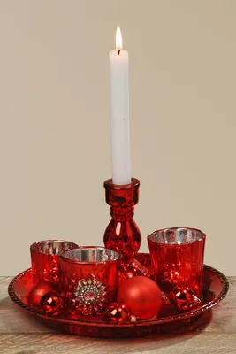Produktbild von Windlicht Set  Pilou Glas rot 12 tlg.