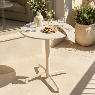 Immagine prodotto di Tavolo da giardino bistrot rotondo con piano pieghevole in argilla - Oviala Palavas