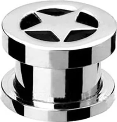 Produktbild von Ohr Flesh Tunnel Dehner Piercing Stahl Screw on Stern 18mm
