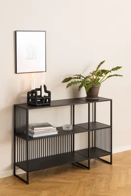 Zdjęcie produktu dla Regal >Strington< in schwarz, MDF & Melamin - 120x83x35cm (BxHxT)